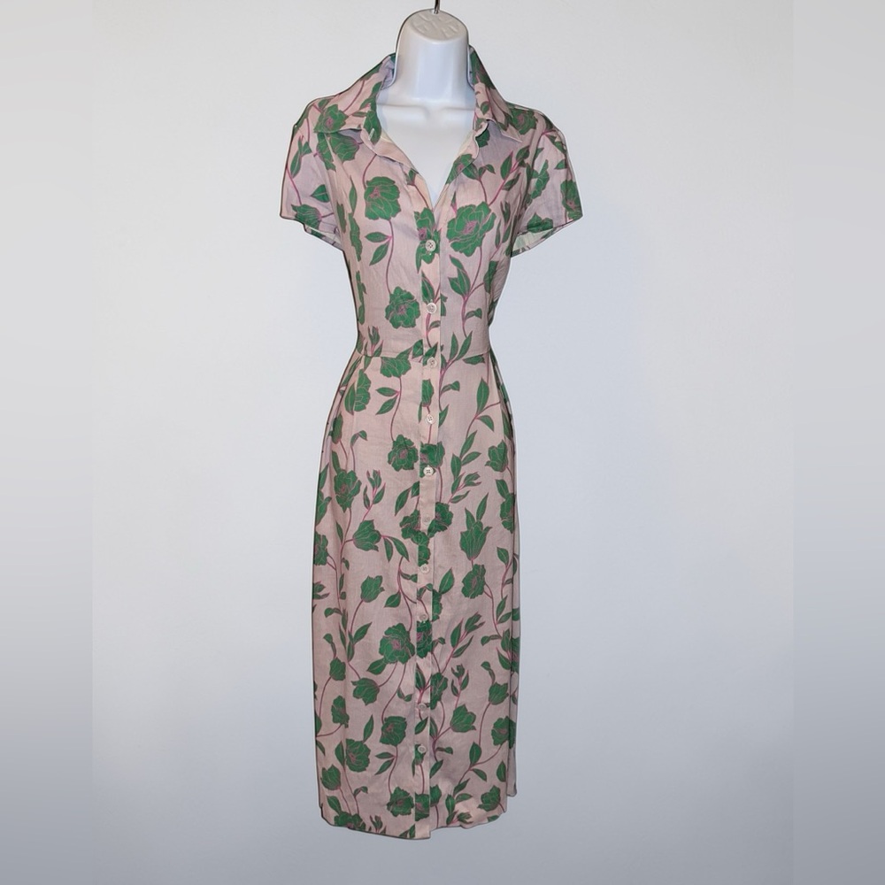 Favorite Daughter- Sunday Best Dress Floral Pink and Green Midi Size Medium - Picture 5 of 7